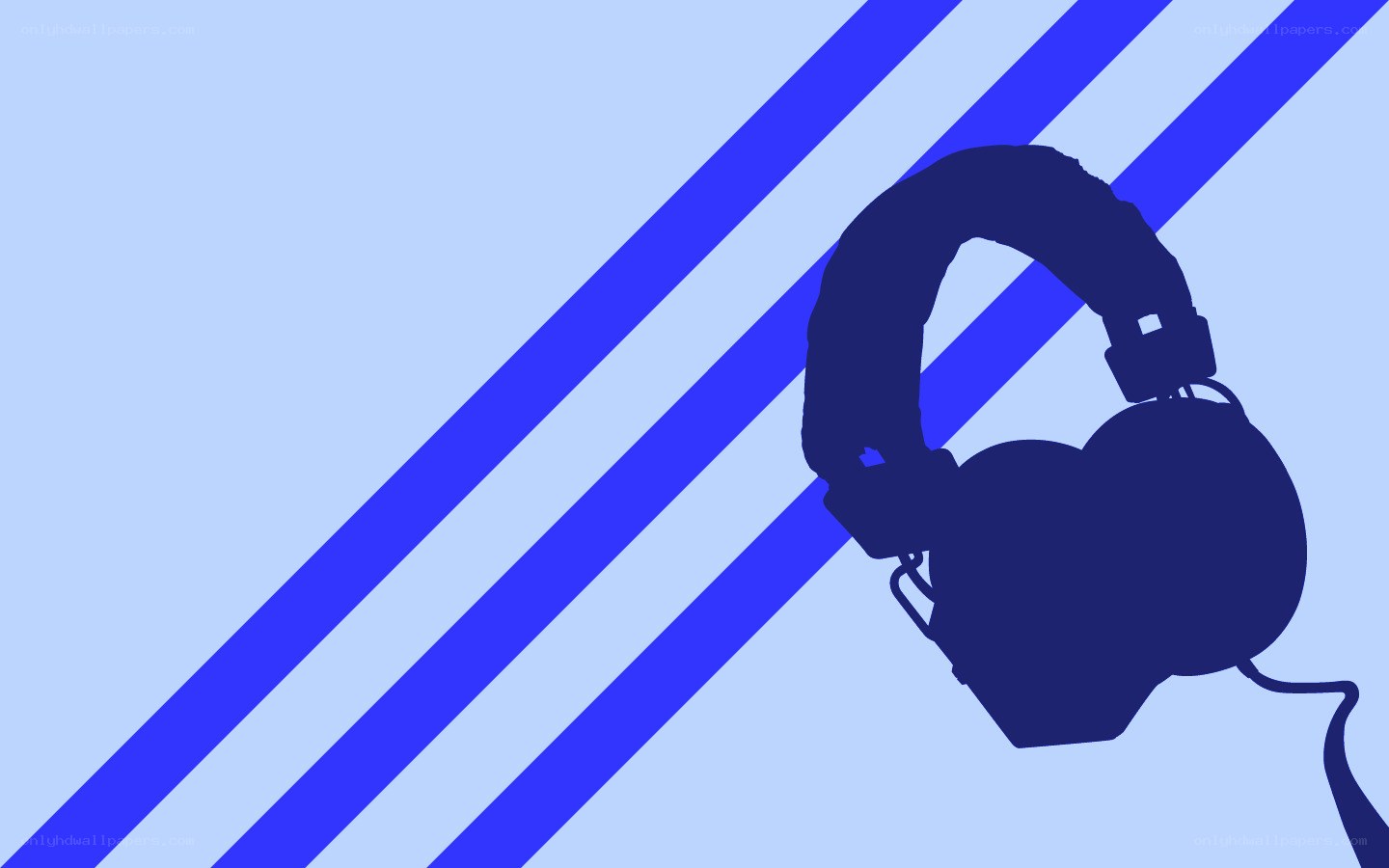 headphones on blue stripes