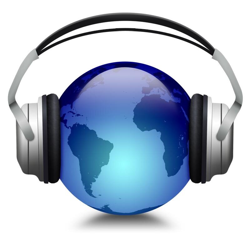 Headphones on Globe