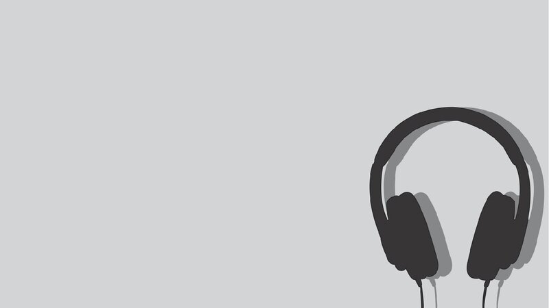 headphones on gray background