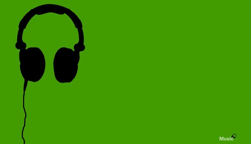 headphones on green background