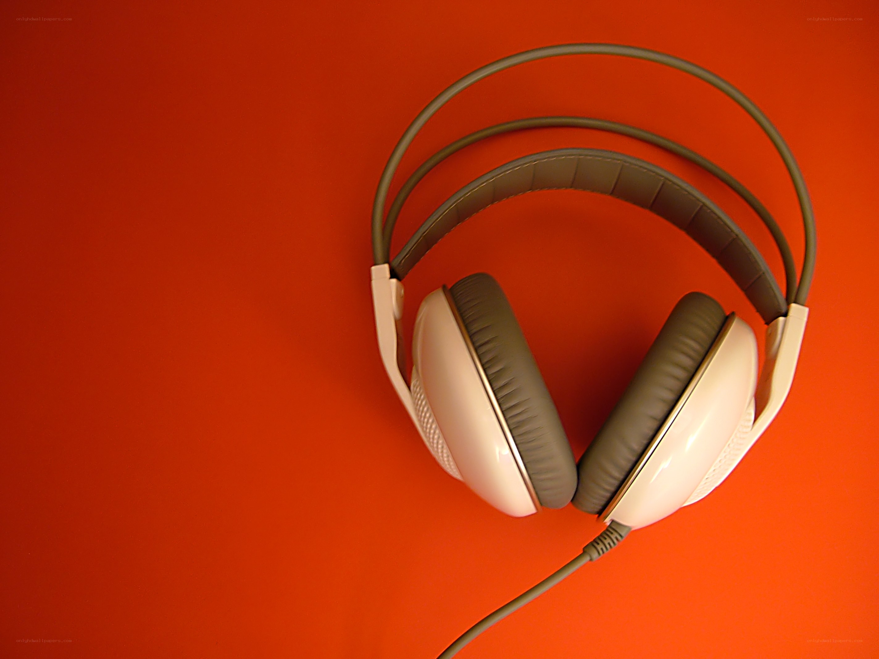 headphones on red background