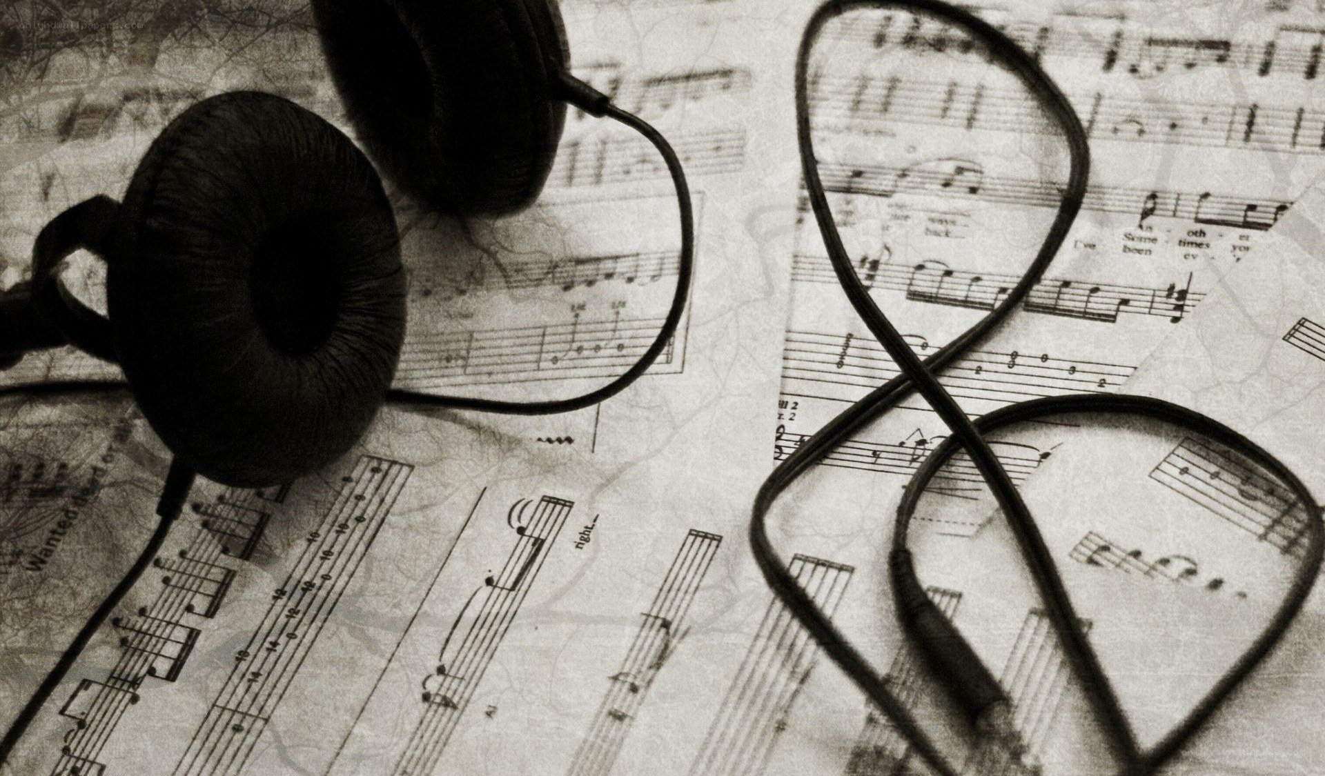 headphones on sheet music