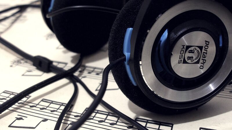 Headphones on sheet music