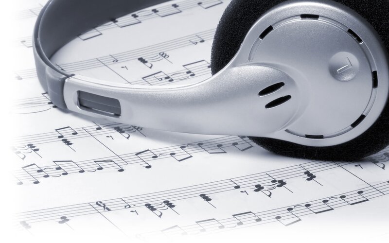 Headphones on Sheet Music — Black, Calm