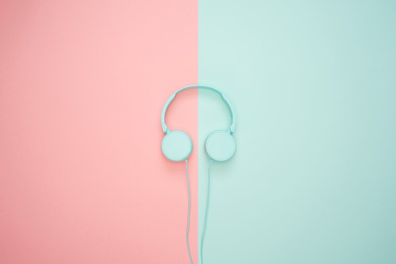 Headphones on Split Background