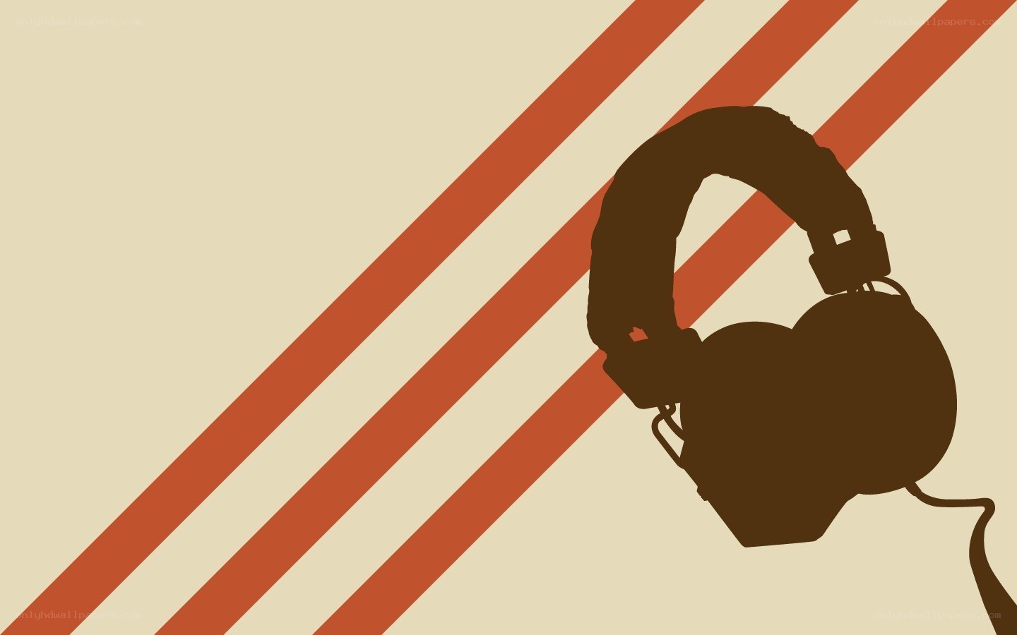 headphones on striped background