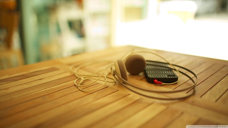 Headphones on Table — Brown