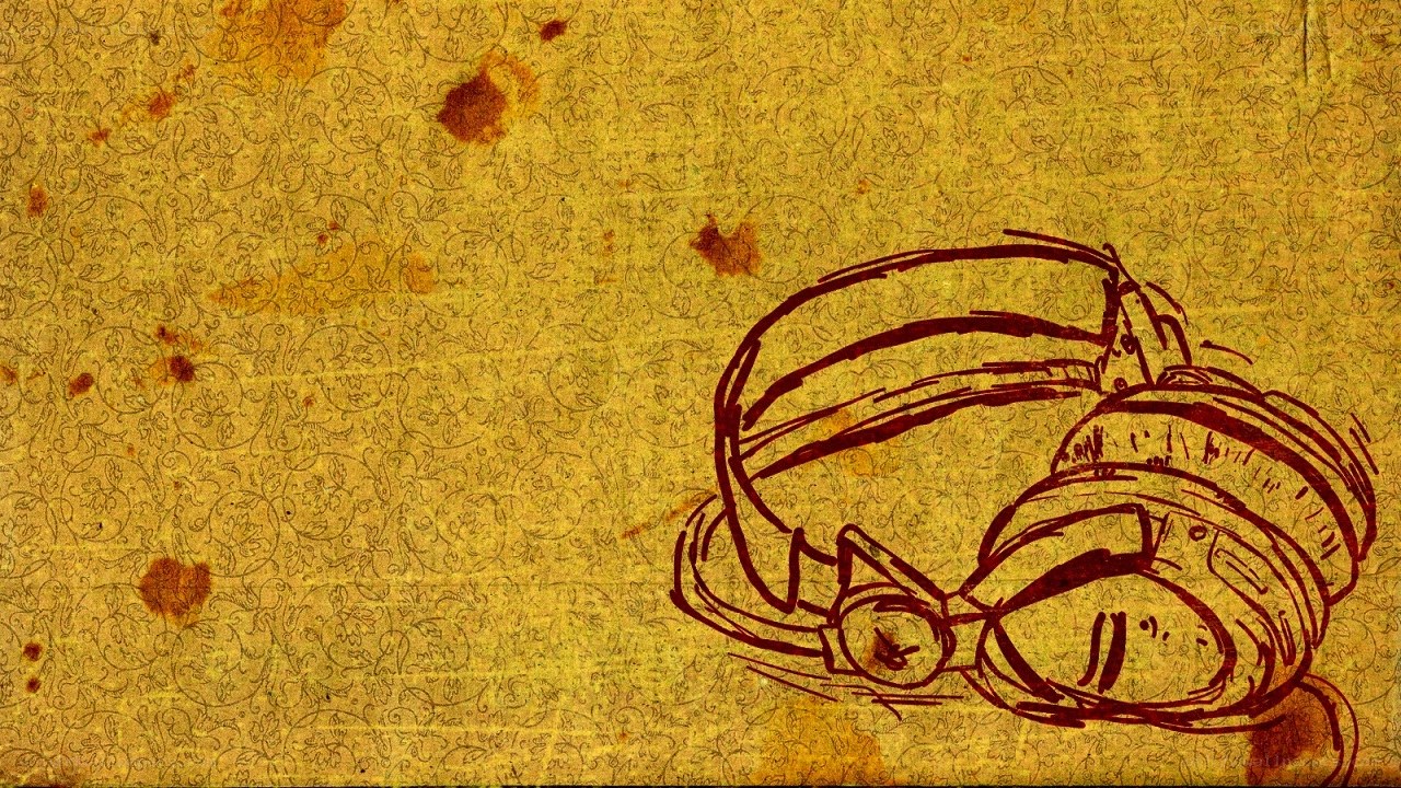 headphones on vintage paper