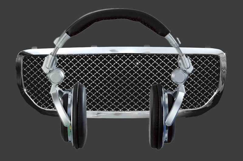 headphones over car grille