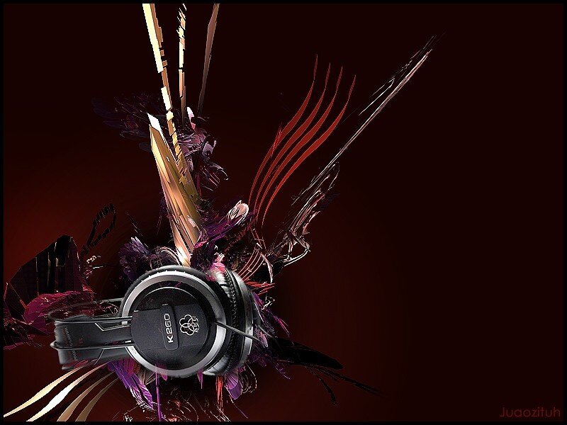 Headphones with abstract art