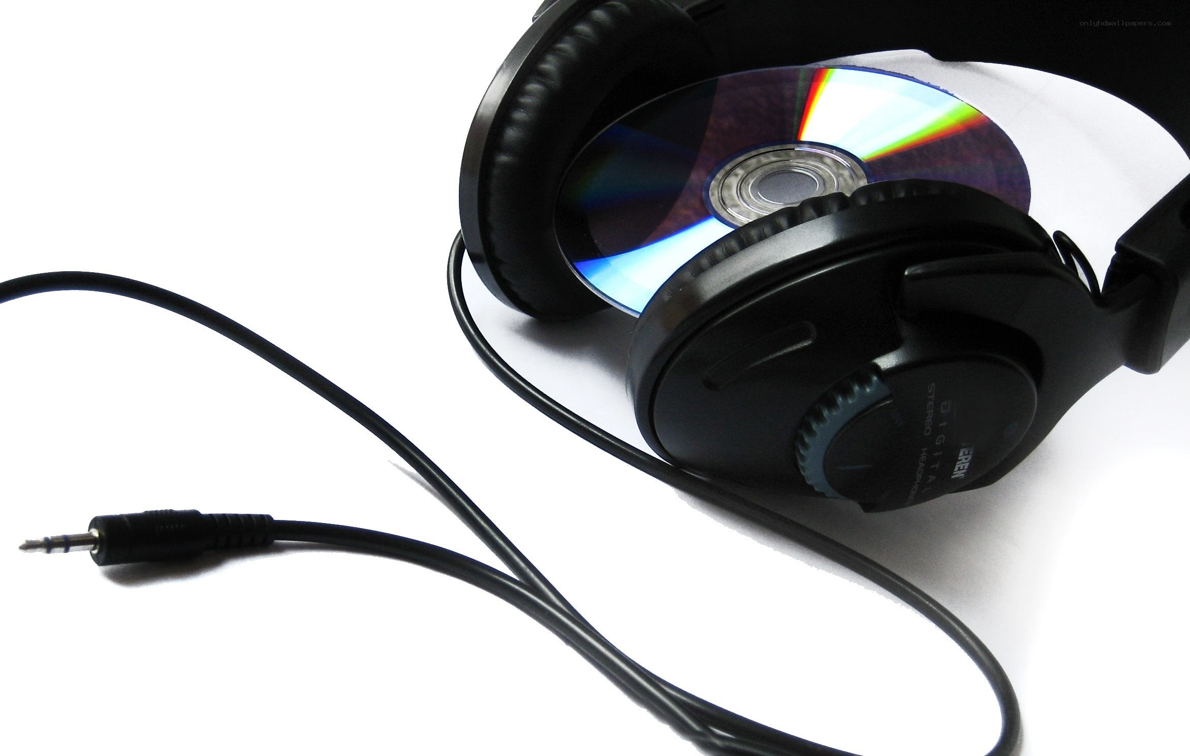 headphones with cd on white