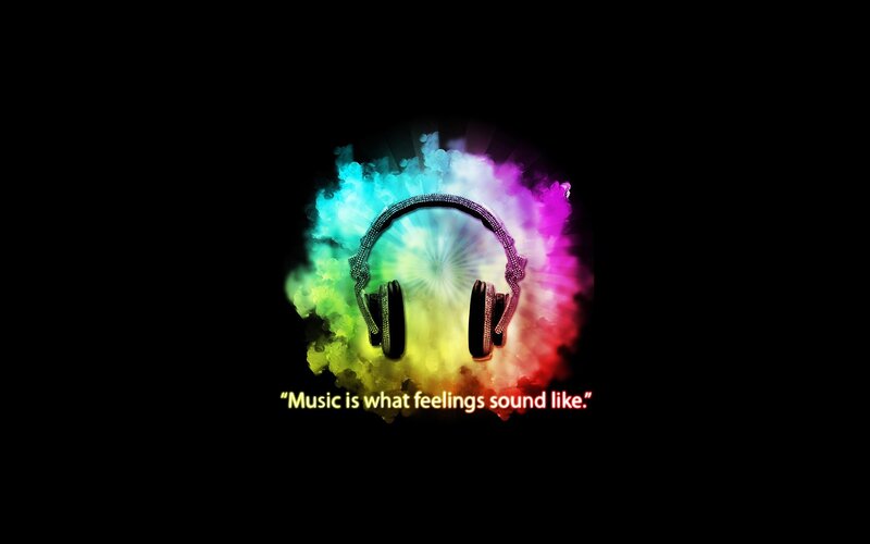headphones with colorful music burst