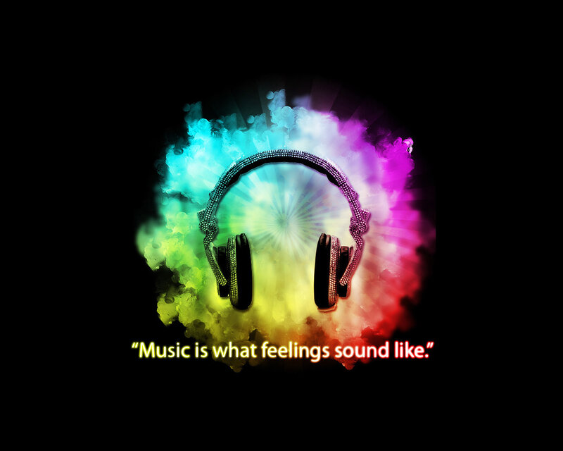 headphones with colorful music burst