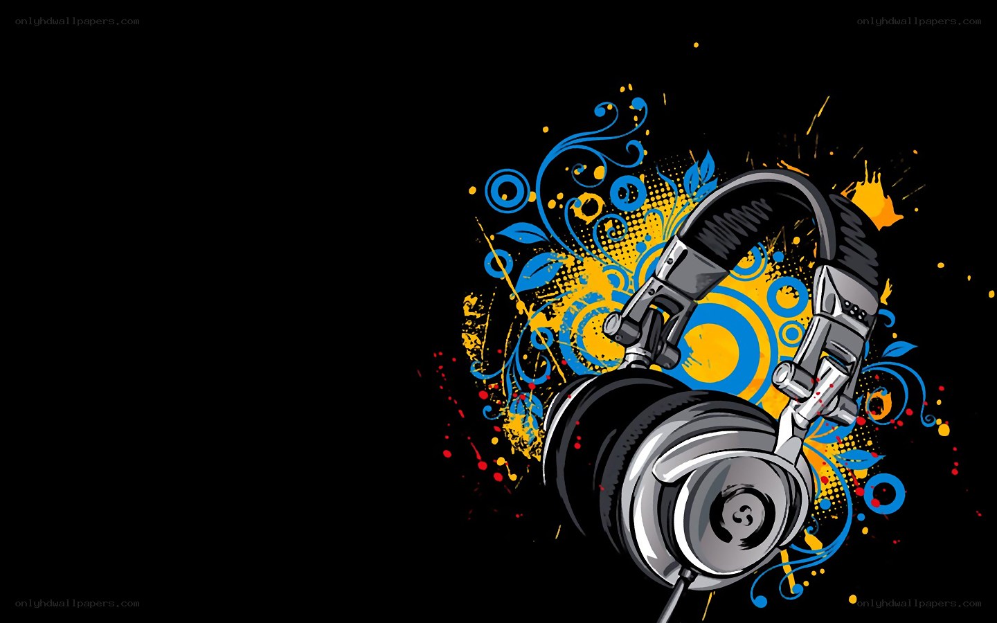 headphones with colorful splashes