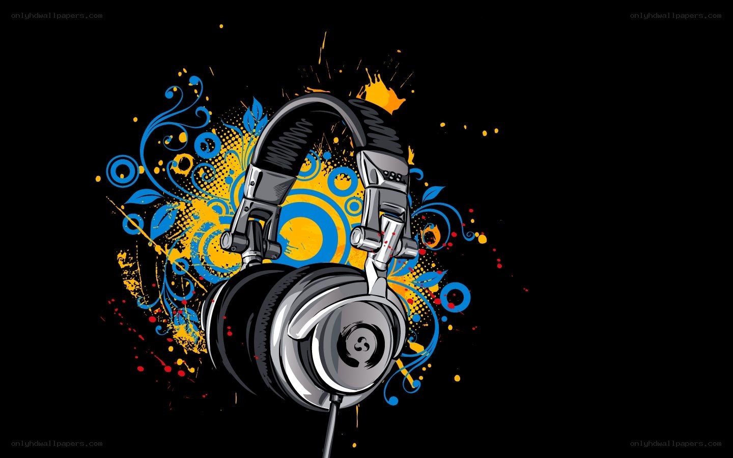 Headphones with colorful splatter