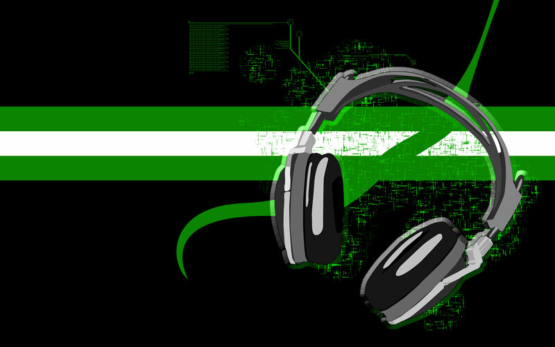 headphones with digital background
