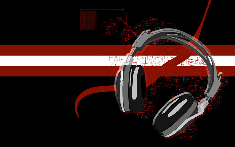 headphones with digital background