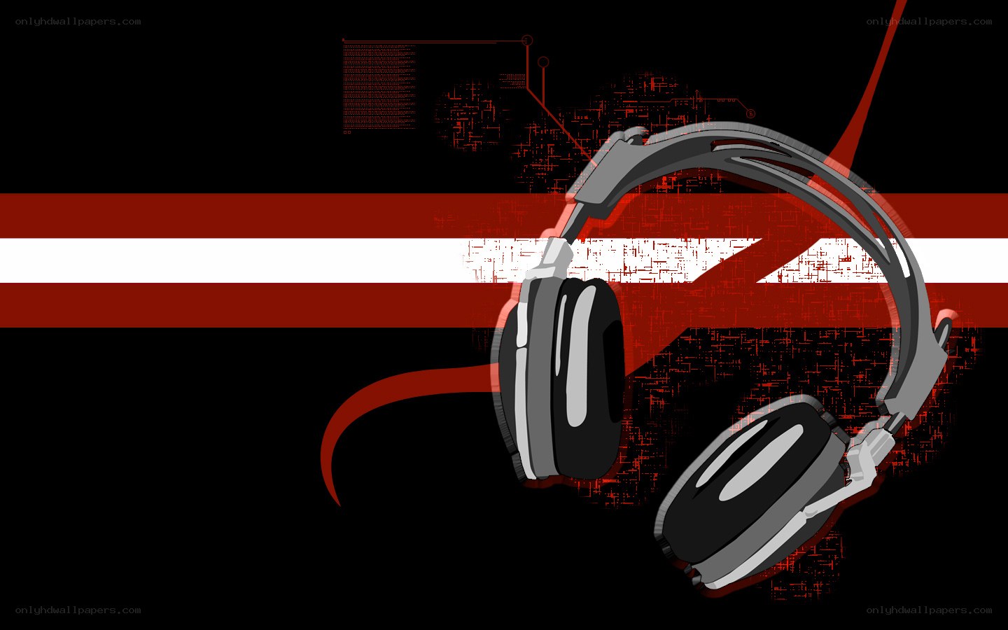 headphones with digital background