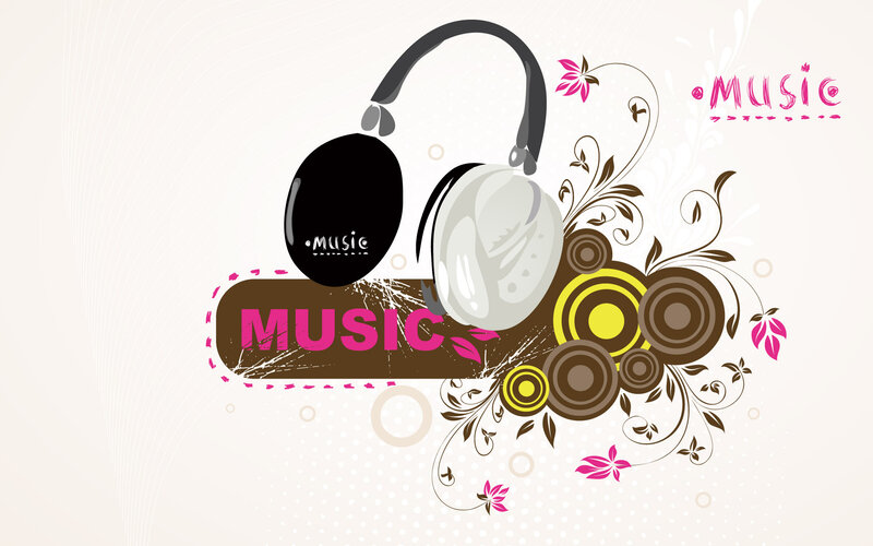 Headphones with Floral Design — Brown