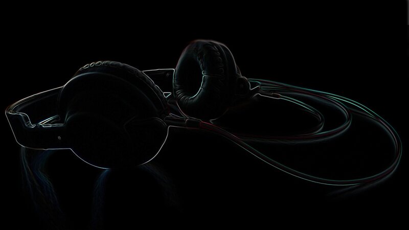 headphones with glowing outline