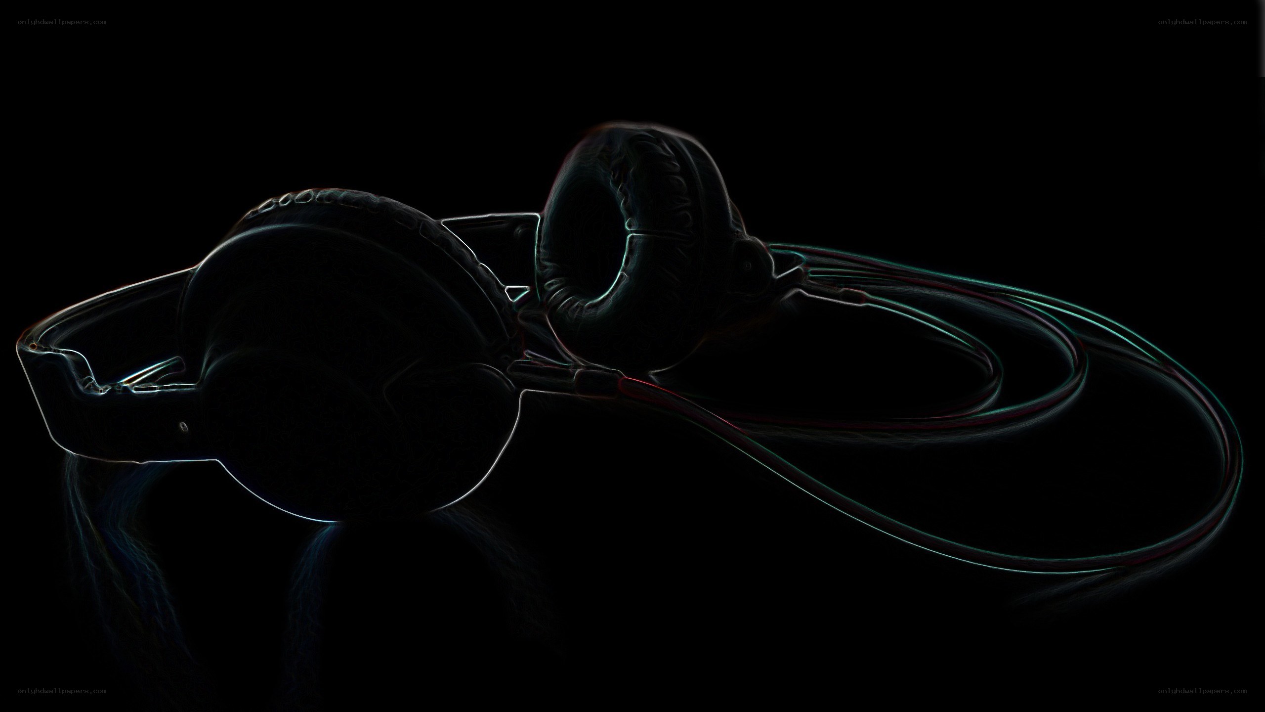headphones with glowing outline