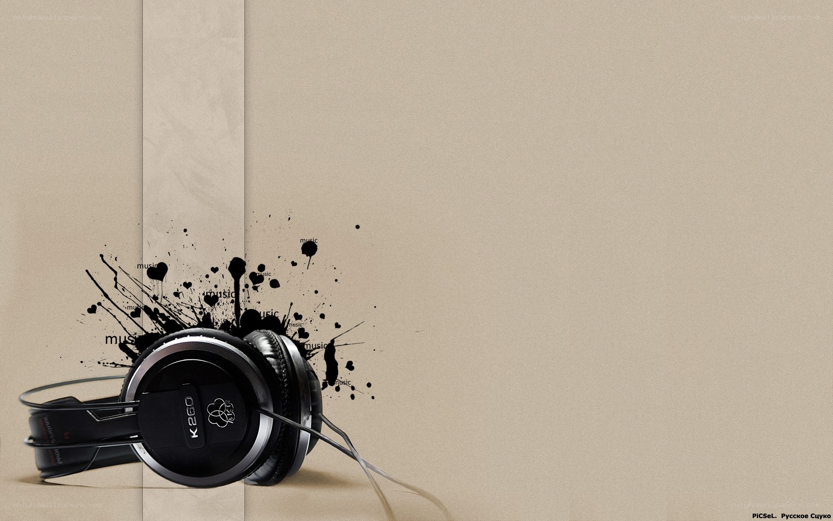 headphones with ink splatter