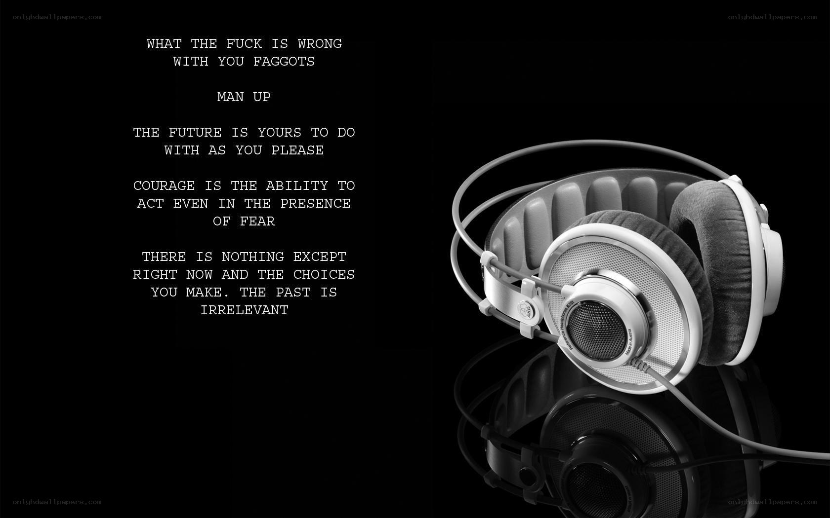 Headphones with motivational text