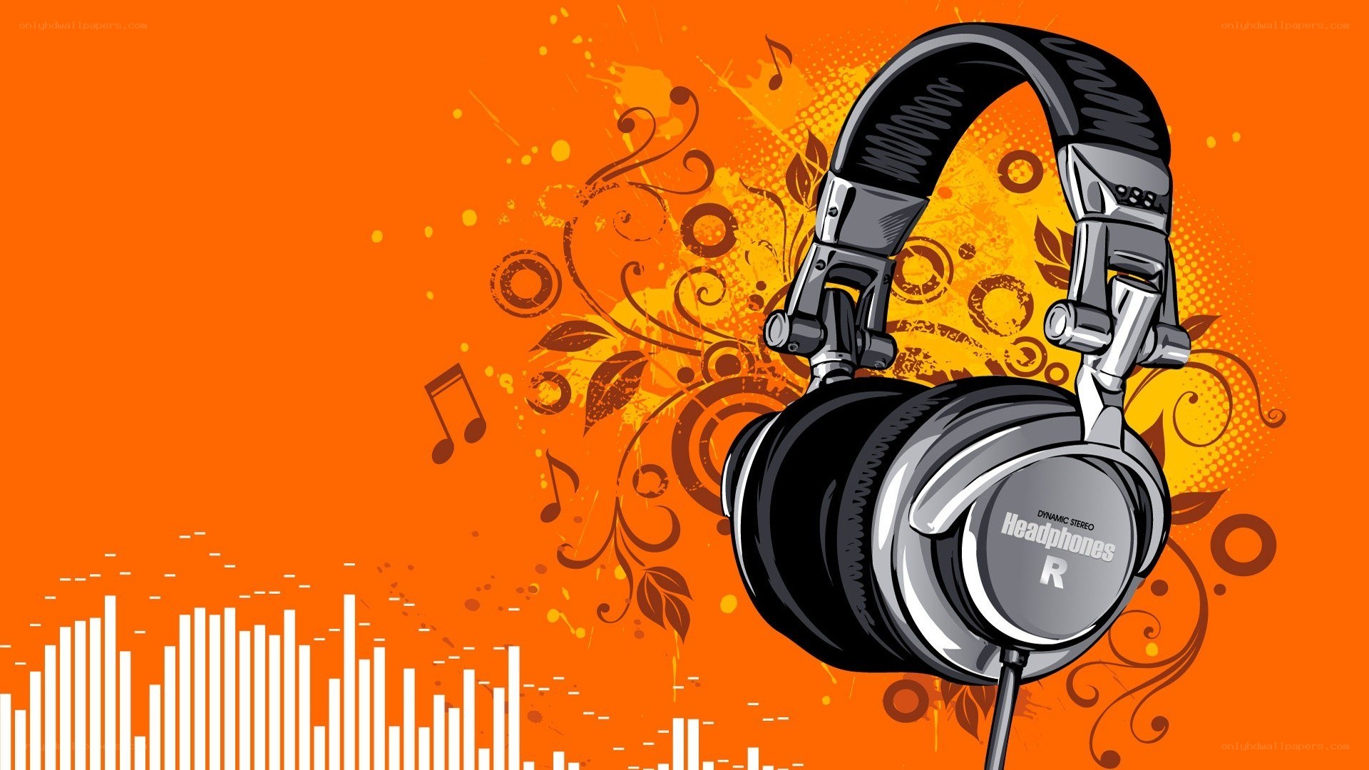 headphones with music background