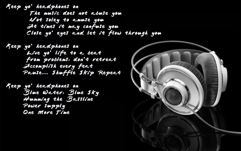 Headphones with music lyrics