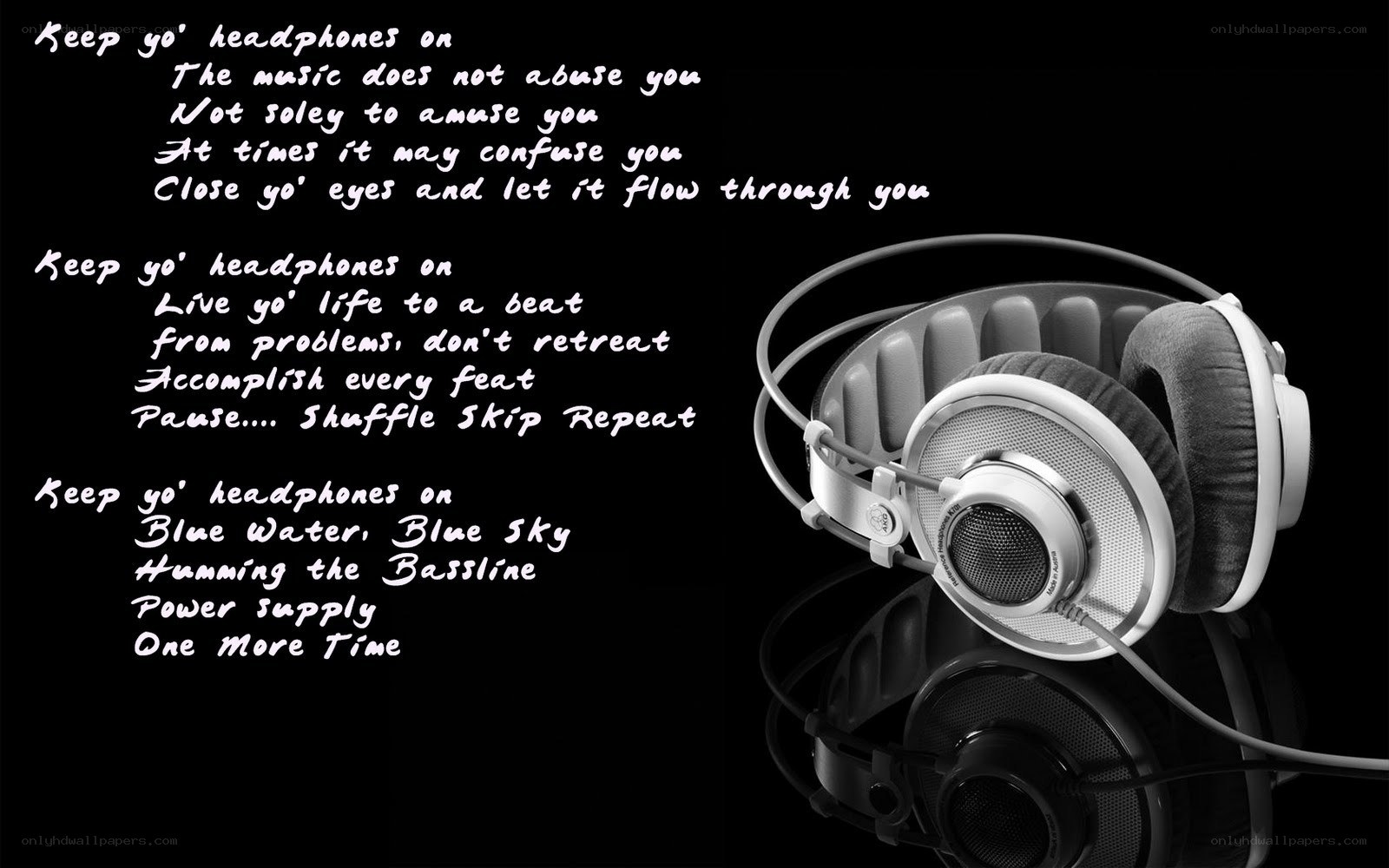 Headphones with music lyrics