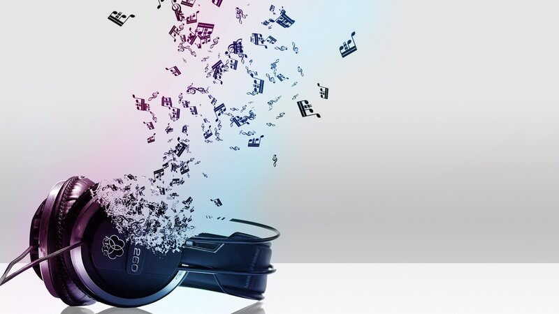 headphones with music notes