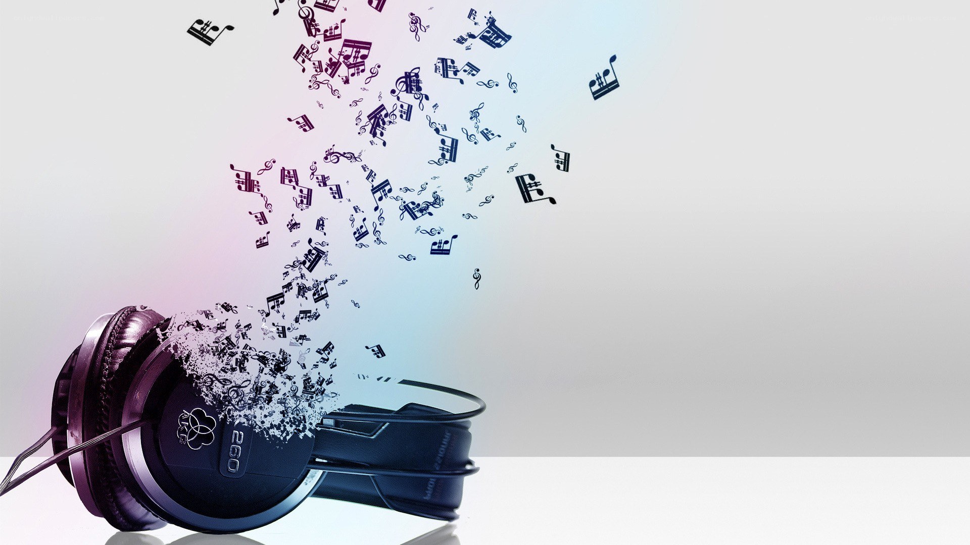 headphones with music notes