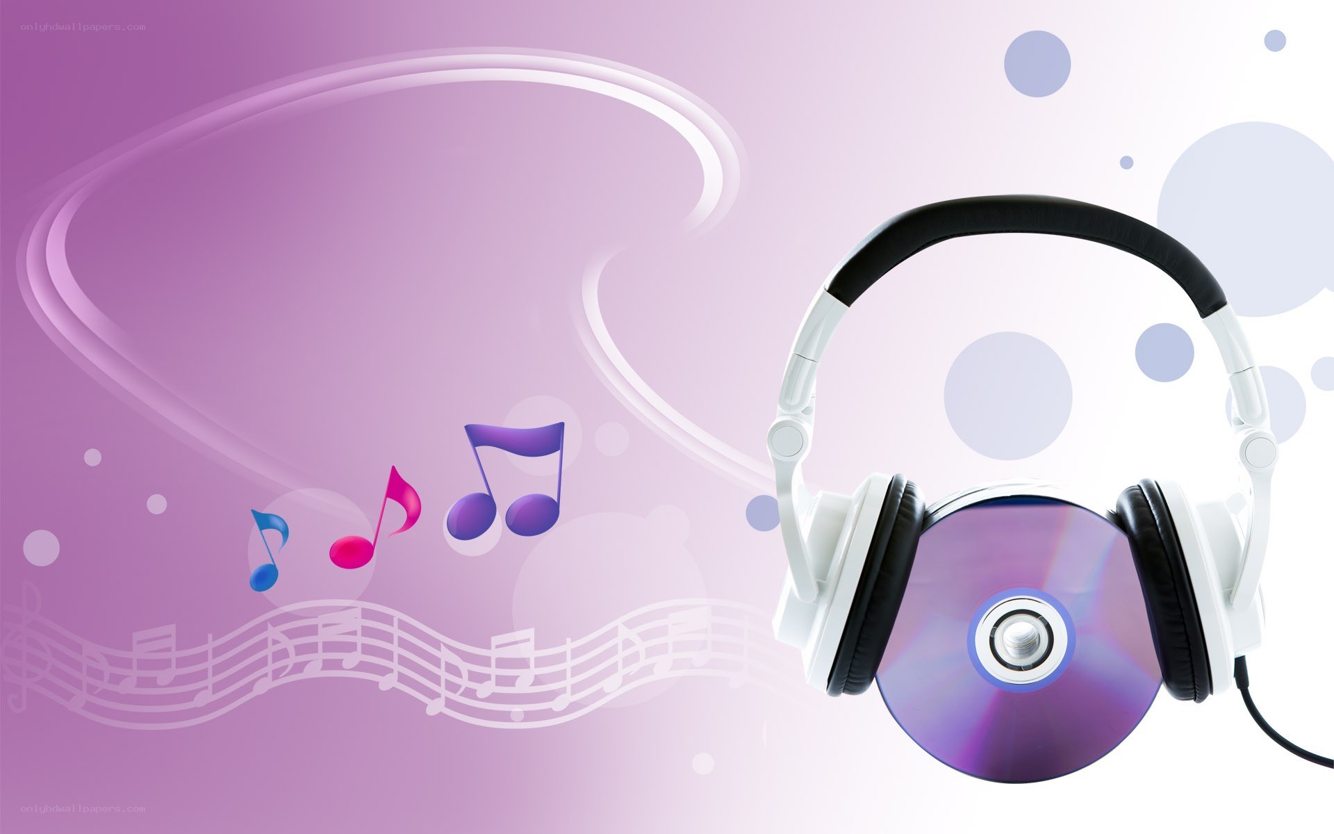 headphones with music notes