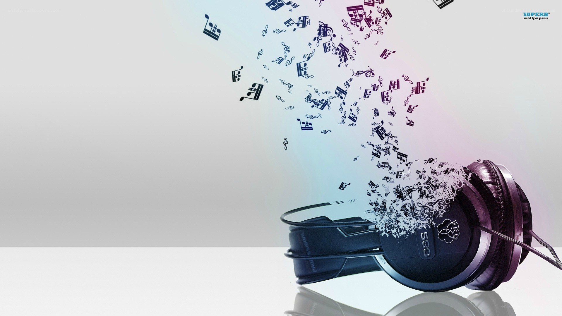 headphones with music notes