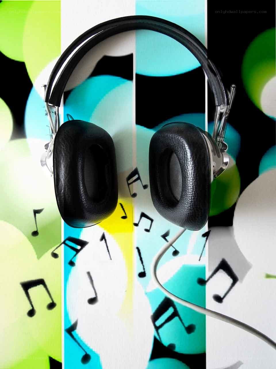 headphones with music notes