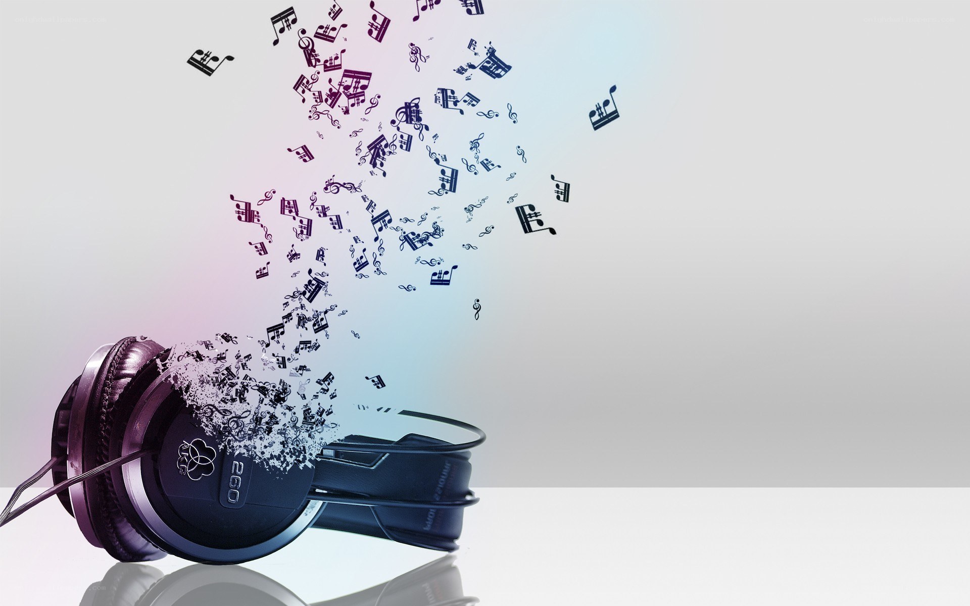 headphones with music notes