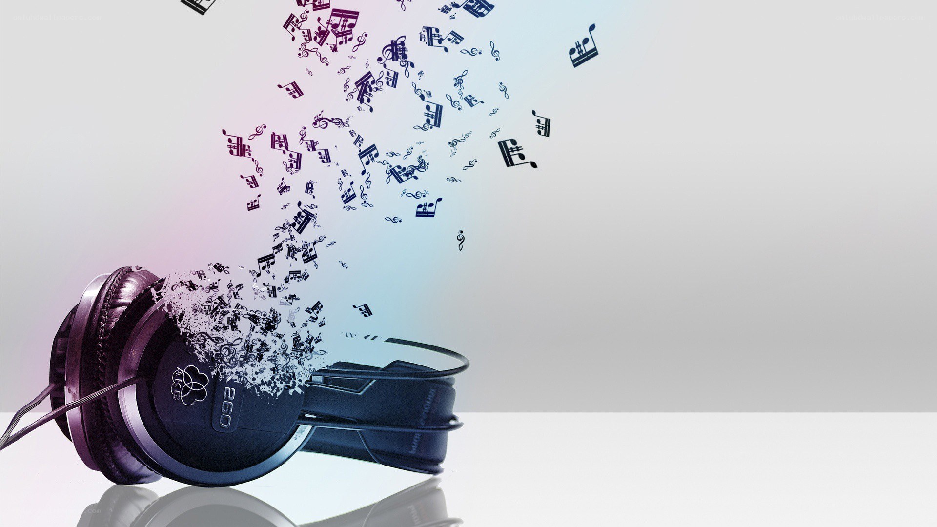 headphones with music notes