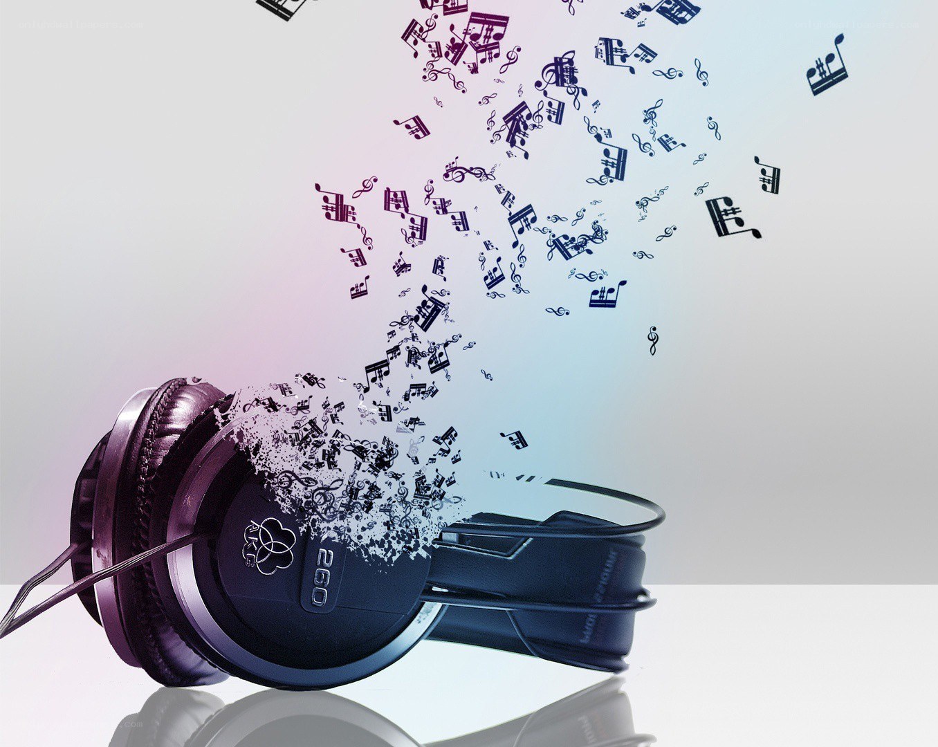 headphones with music notes
