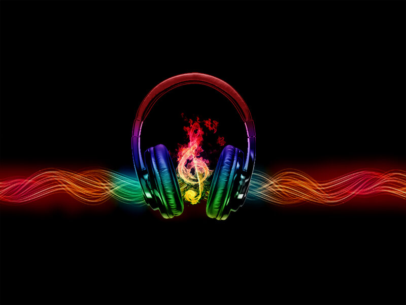 Headphones with Music Notes — Black, Energetic