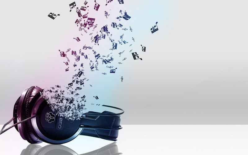 Headphones with Music Notes — Black