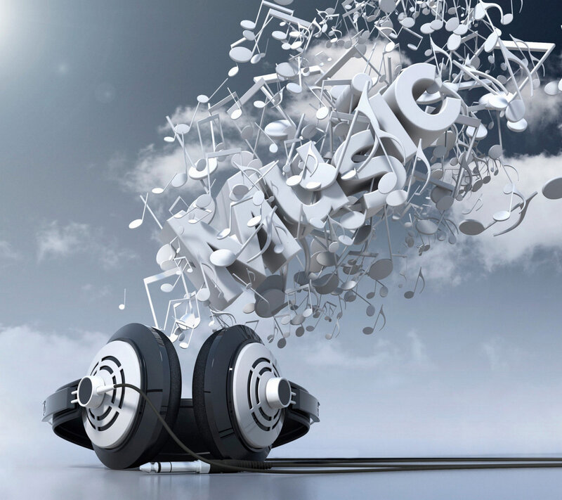 Headphones with Music Notes — Gray