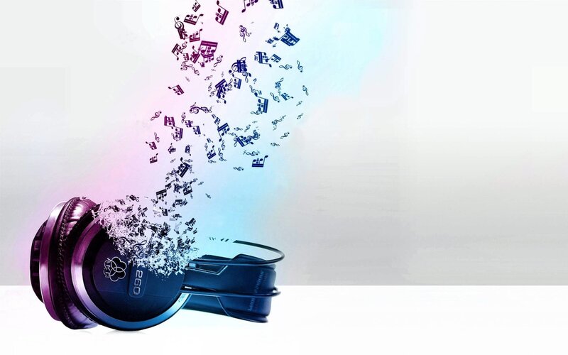 Headphones with Music Notes — Purple