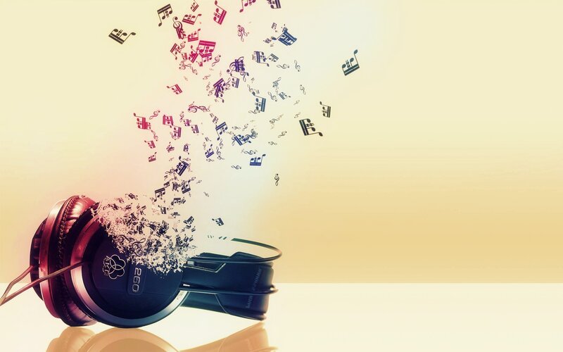 Headphones with Music Notes — Yellow