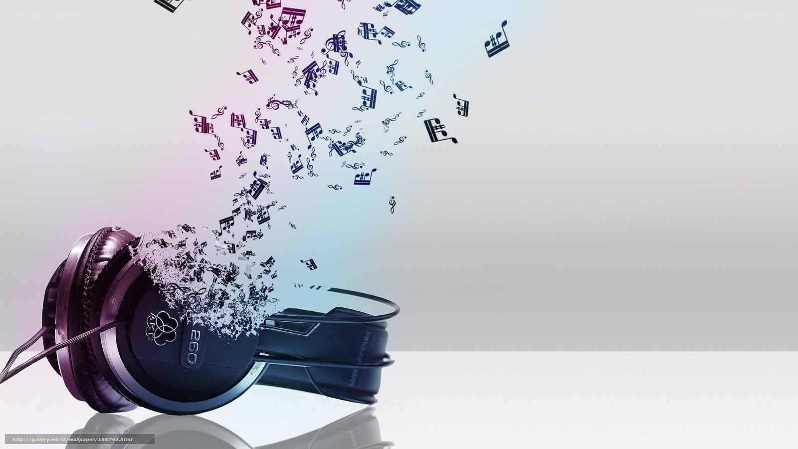 Headphones with music notes