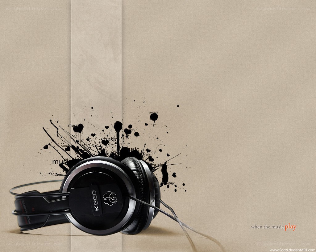 Headphones with music splatter