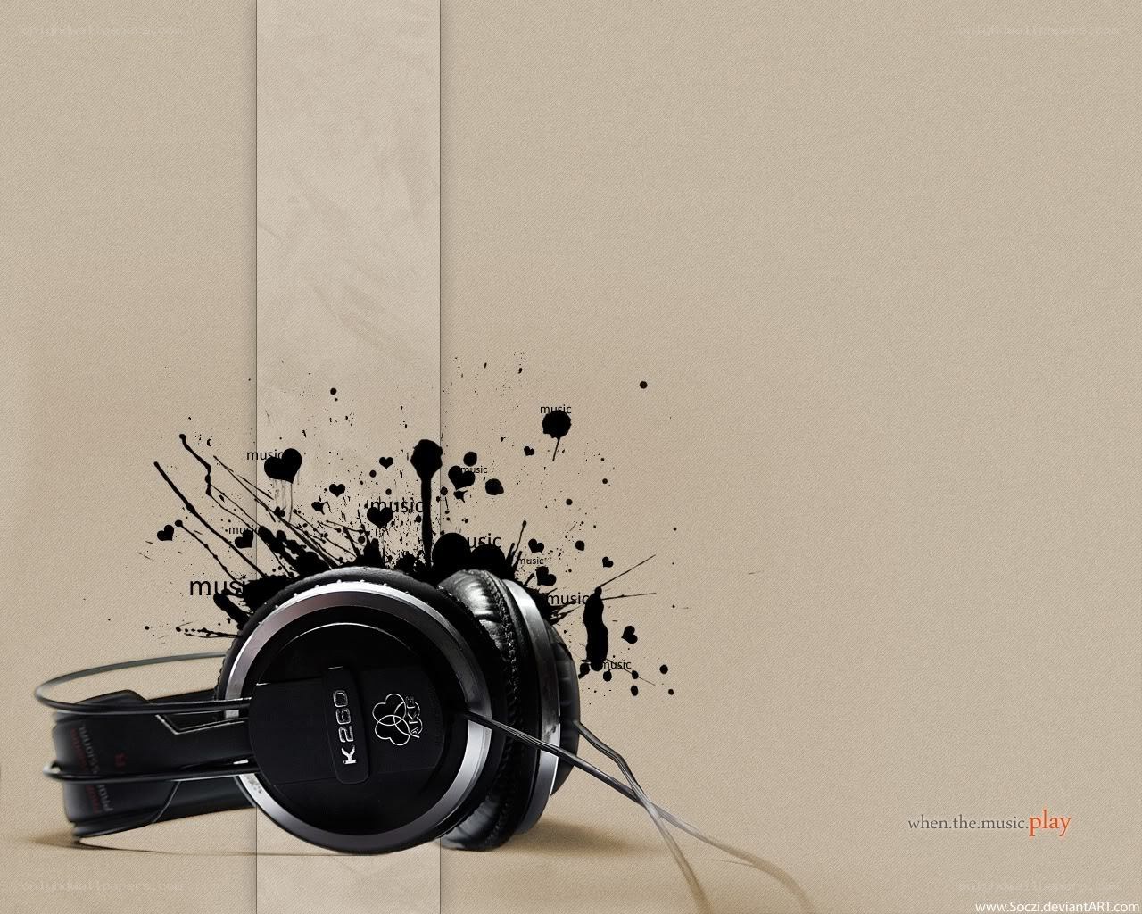 headphones with music splatter