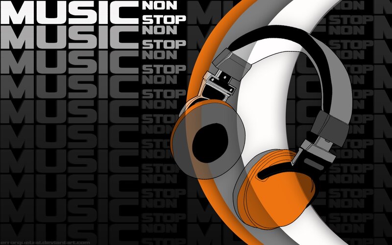 Headphones with Music Text — Black, Dynamic