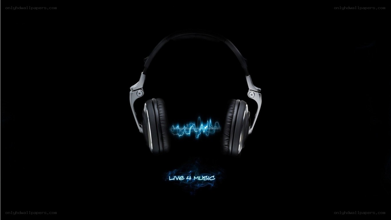headphones with music wave