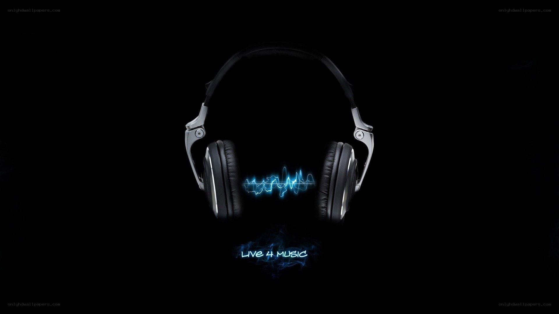 headphones with music wave