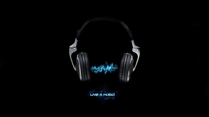 headphones with music wave